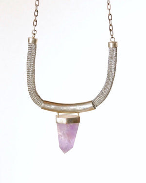 Rare unique Amethyst, woven chain Necklace.