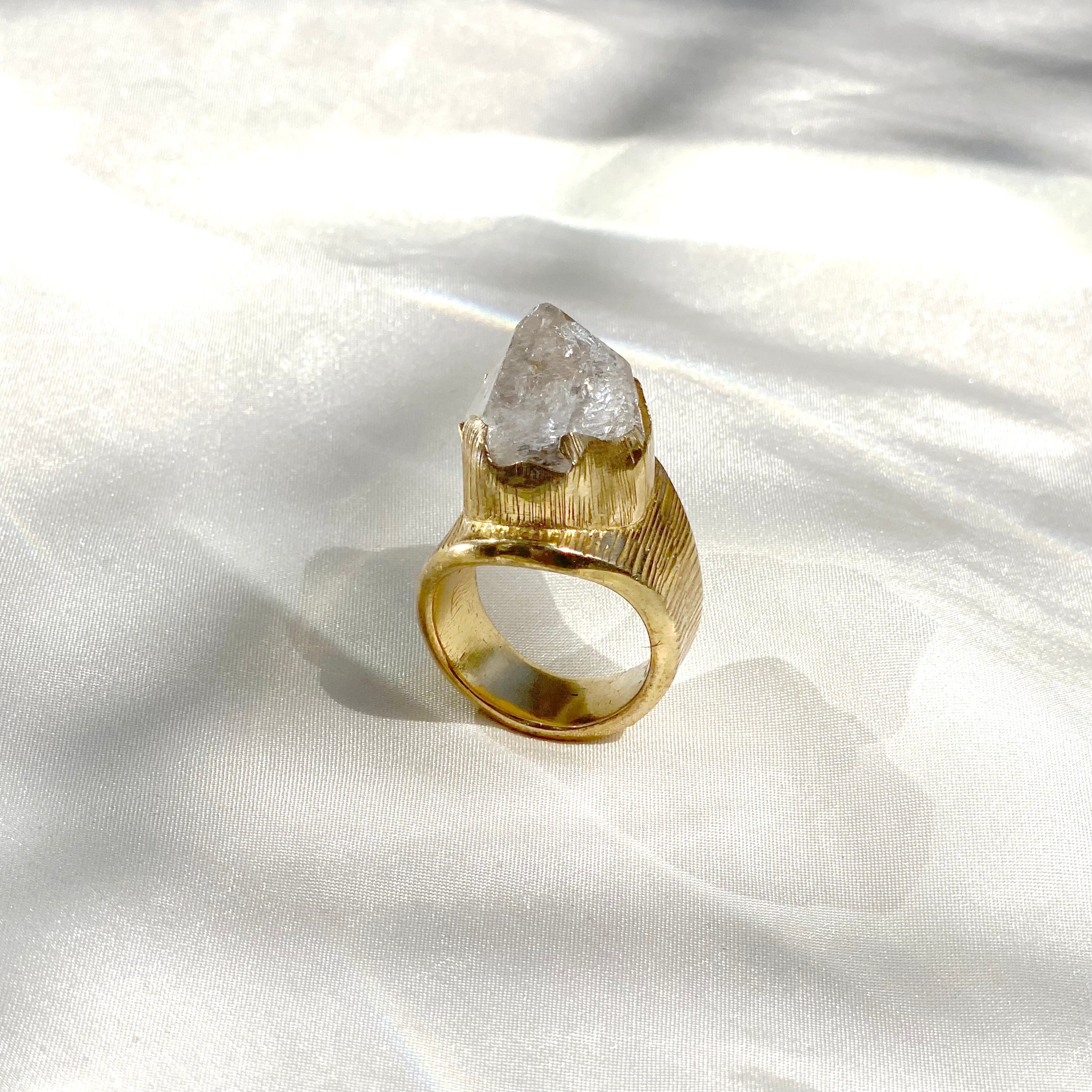 Herkemer Diamond Gold Ring