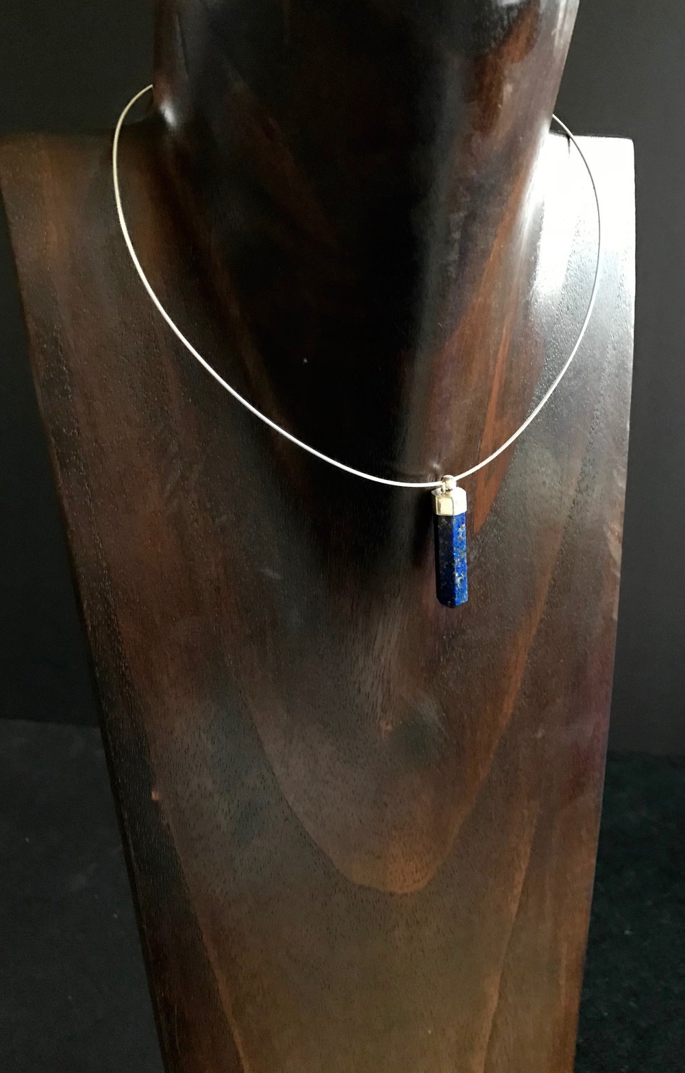 Lapis Lazuli Point + Sterling Silver Pendant