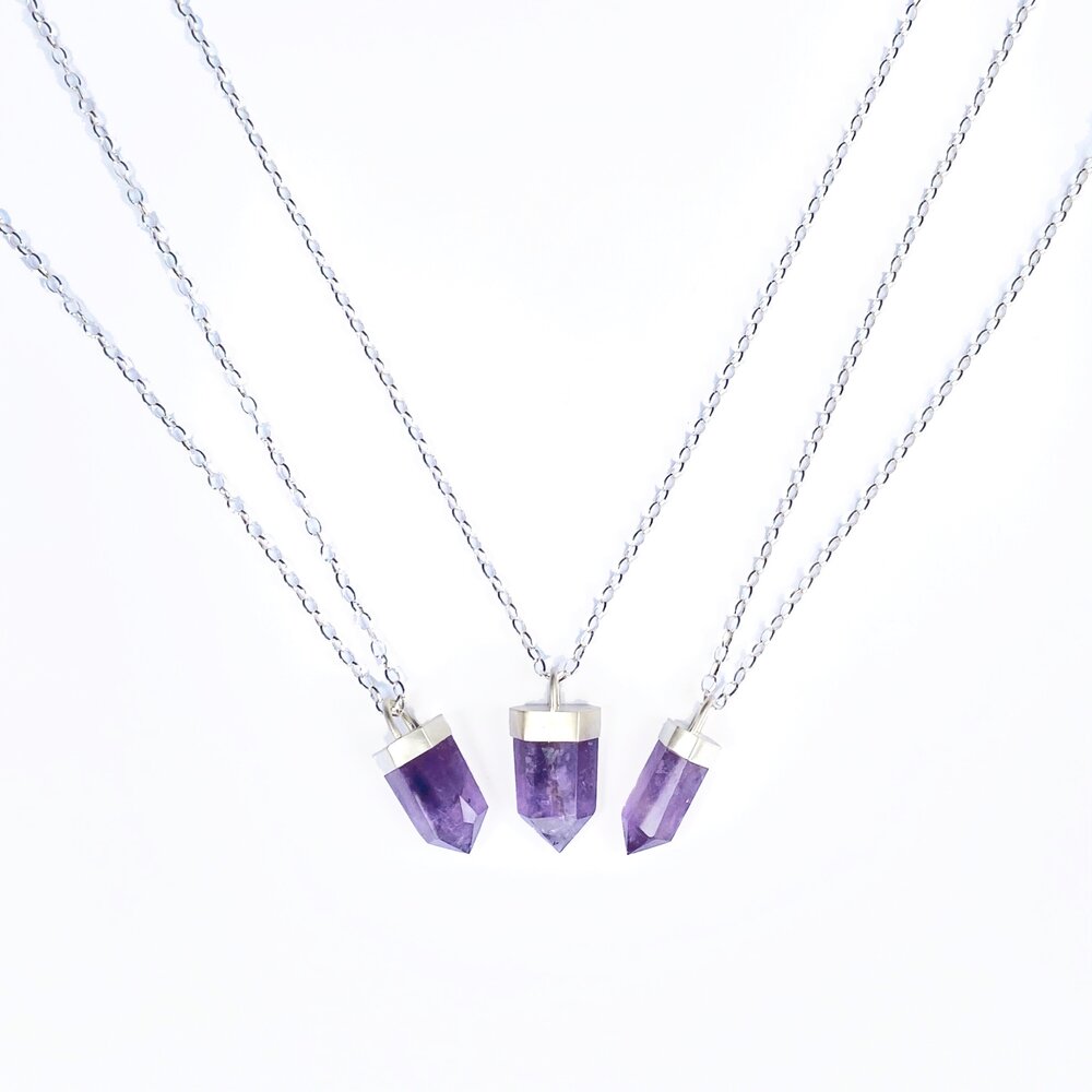 Amethyst Pendant with Silver Chain