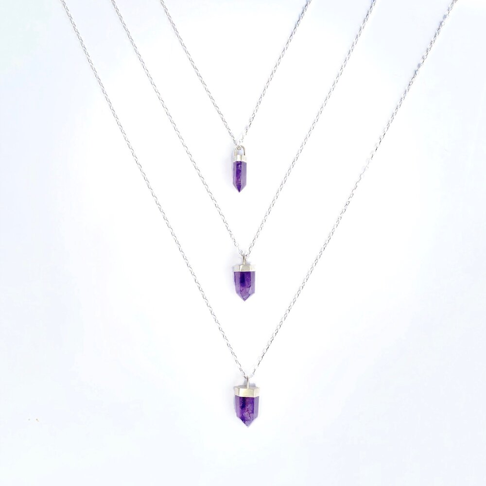 Amethyst Pendant with Silver Chain