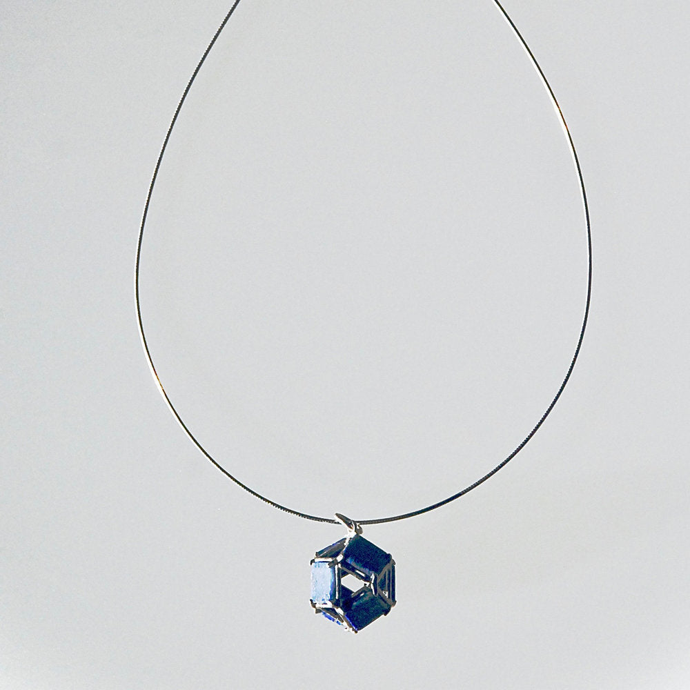 Lapis Lazuli Sterling Silver Octahedron Pendant